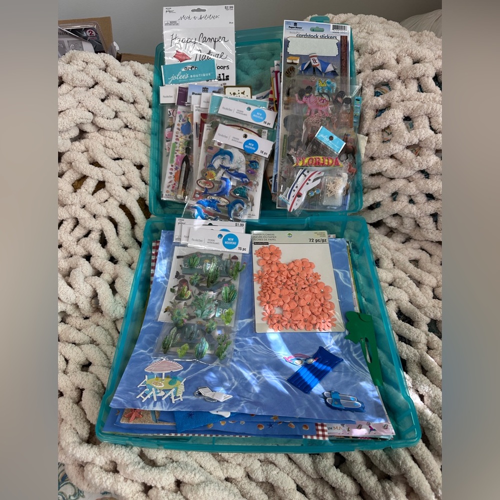 Scrapbooking Stickers and sheets in Blue Organizer